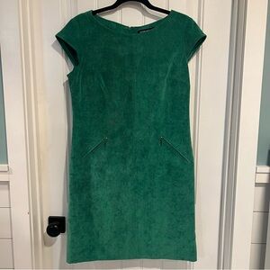 Sharagano Elegant Corduroy Green Dress Zippered Front Pockets. Size‎ 8.